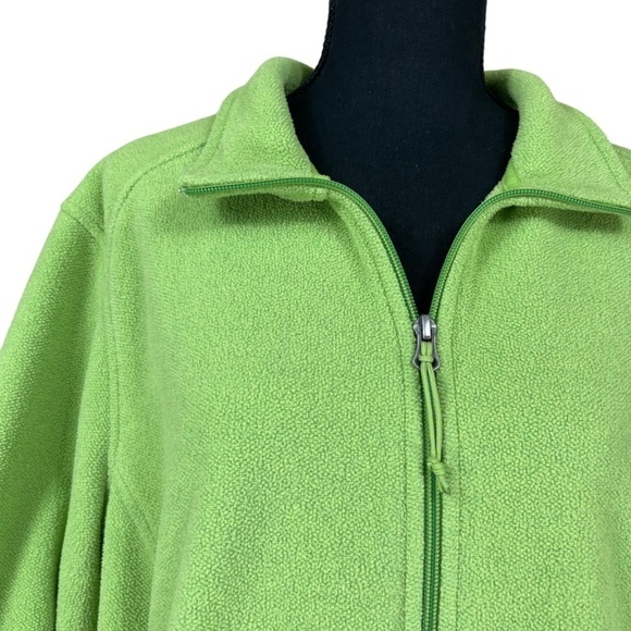 L.L. Bean Women's Lime Green Fleece Full Zip Jacket Size XL - Picture 9 of 9